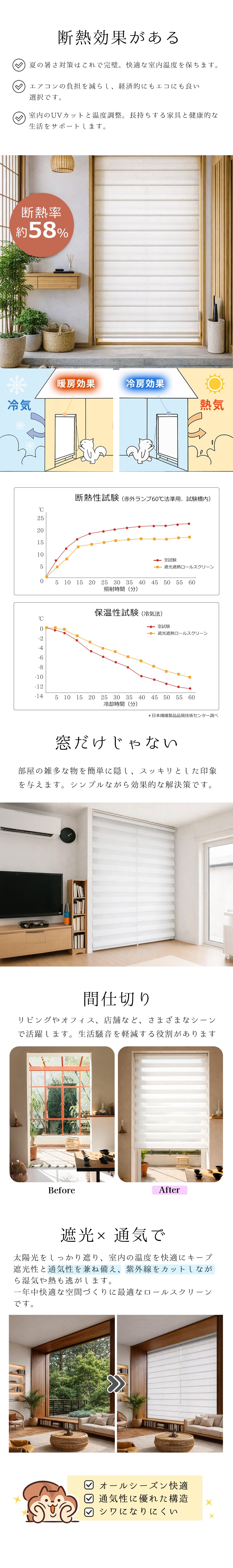 サイズオーダー 調光ロールスクリーン 商品説明画像