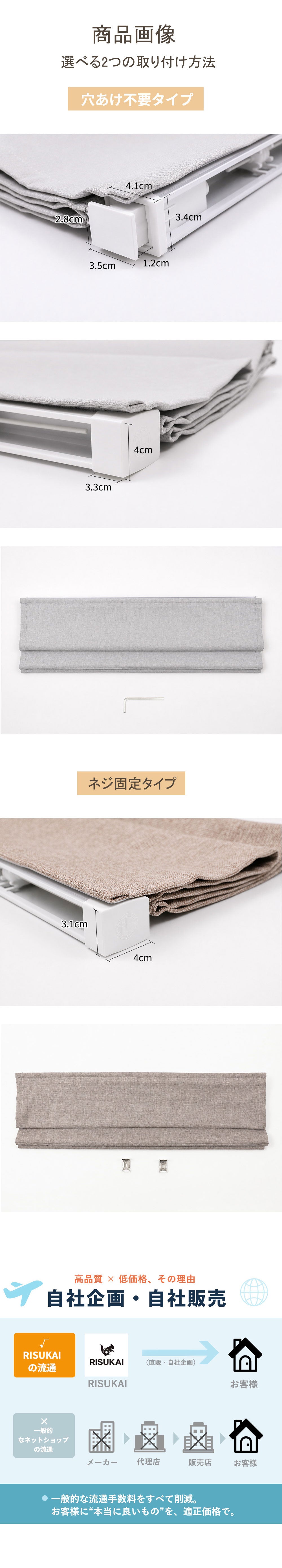 サイズオーダー 遮光ローマンシェード 商品説明画像