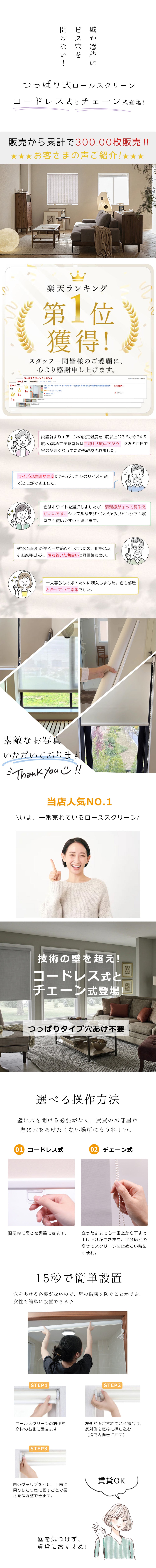 サイズオーダー ロールスクリーン つっぱり式 商品説明画像